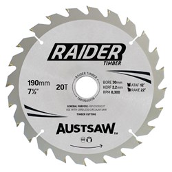 Austsaw Raider Formwork Timber Blade 190mm x 30/20 Bore x 20T | Trade 10 Pack