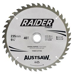Austsaw Raider Timber Blade 235mm x 25 Bore x 40 T Thin Kerf