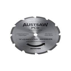 Austsaw - 350mm (14in) Polycrystalline Diamond Blade - 25.4mm Bore - 8PCD Teeth