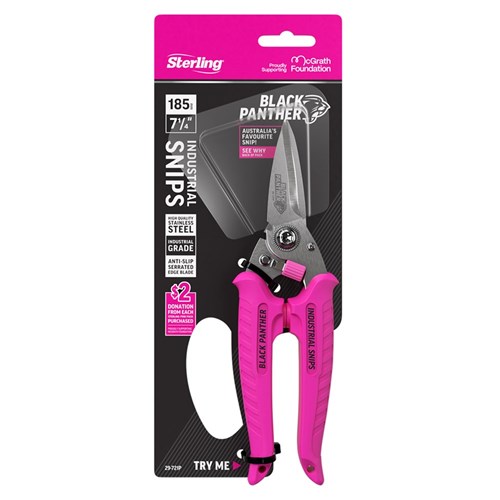 185mm Sterling Pink Black Panther Industrial Snips