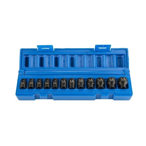 12 Piece 1/4 Drive 6-Point Metric Deep Magnetic Socket Set