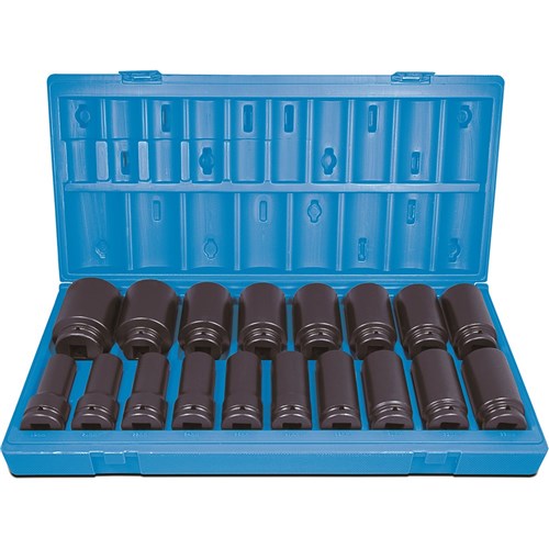 18 Pieces 3/4 Drive 6-Point Metric Deep Socket Set
