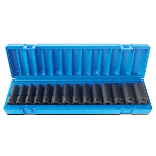 14 Pieces 1/2 Drive 12-Point Metric Deep Socket Set