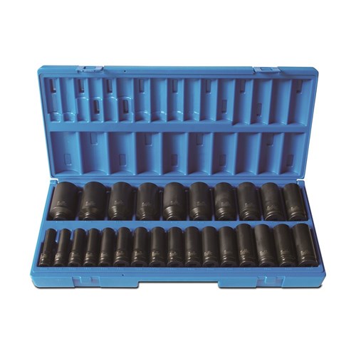 26 Pieces 1/2 Drive 12-Point Metric Deep Socket Set