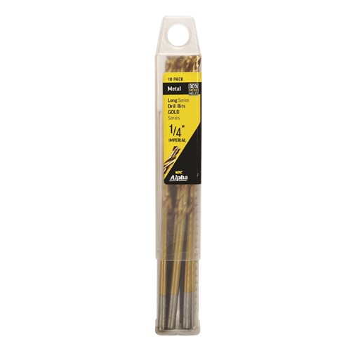 1/4in (6.35mm) Long Series Drill Bit - Gold Series (OAL 158mm) Bulk 10 Pack