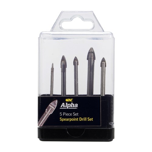 5 Piece Spearpoint Drill Set - 4mm, 5mm, 6mm, 8mm & 10mm