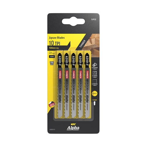 Alpha Jigsaw Blade | 10 TPI | 100mm | Bi-Metal (x5)