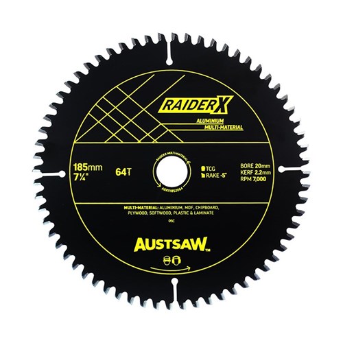 Austsaw RaiderX Aluminium Multi Material Blade | 185mm x 20 x 64T