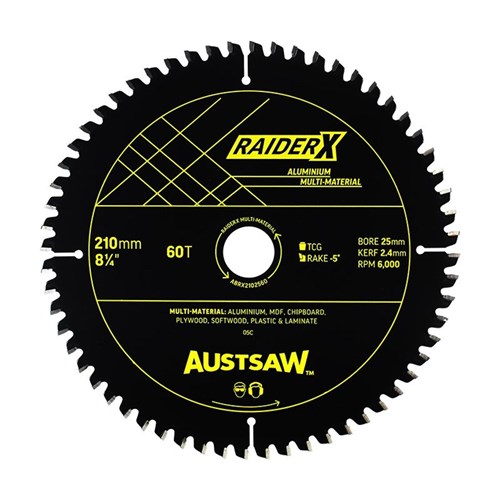 Austsaw RaiderX Aluminium Multi Material Blade | 210mm x 25 x 60T