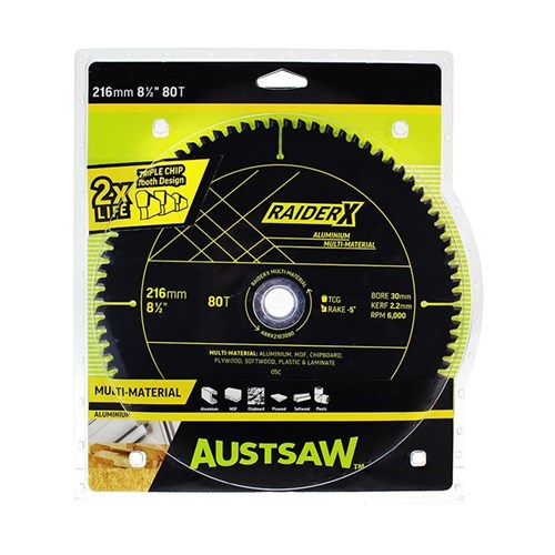 Austsaw RaiderX Aluminium Multi Material Blade | 216mm x 30 x 80T