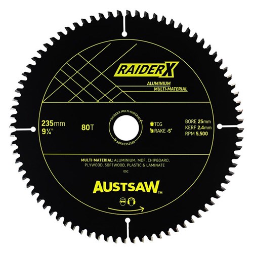 Austsaw RaiderX Aluminium Multi Material Blade | 235mm x 25 x 80T