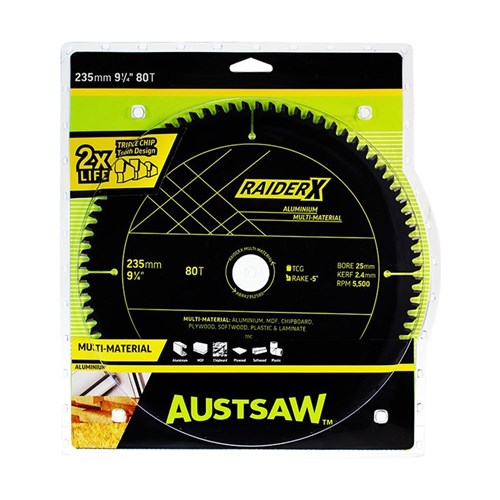 Austsaw RaiderX Aluminium Multi Material Blade | 235mm x 25 x 80T