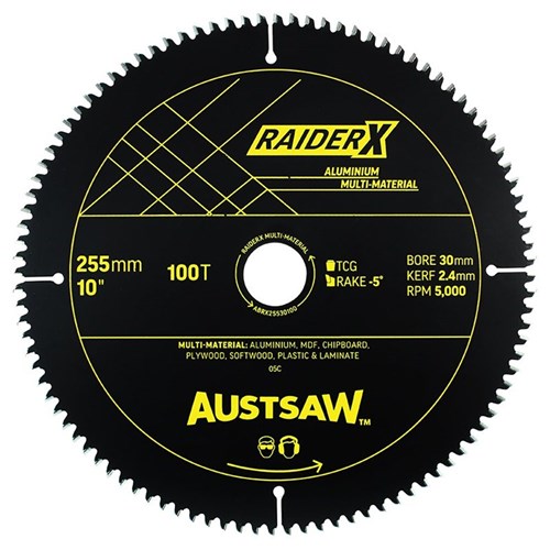 Austsaw RaiderX Aluminium Multi Material Blade | 255mm x 30 x 100T