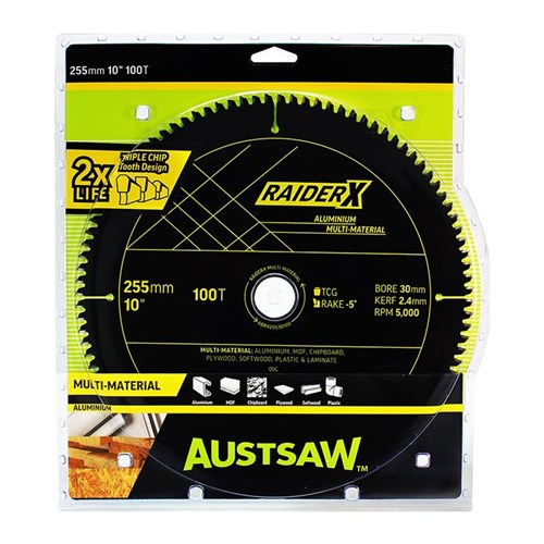 Austsaw RaiderX Aluminium Multi Material Blade | 255mm x 30 x 100T