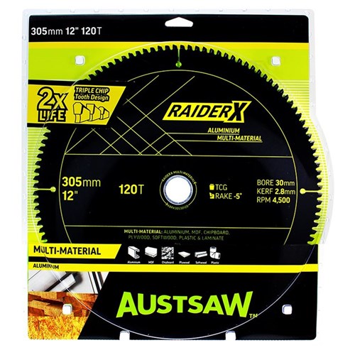 Austsaw RaiderX Aluminium Multi Material Blade | 305mm x 30 x 120T