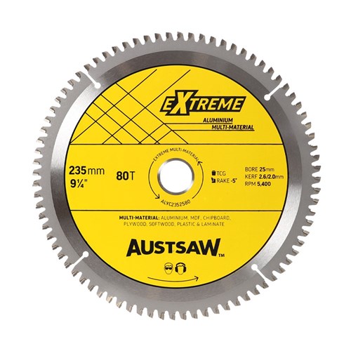 Austsaw - 235mm (9 1/4in) Aluminium Blade Triple Chip - 25/16mm Bore - 80 Teeth