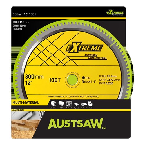 Austsaw - 305mm (12in) Aluminium Blade Triple Chip - 25.4mm Bore - 100 Teeth