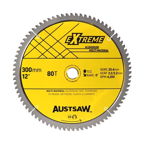 Austsaw - 305mm (12in) Aluminium Blade Triple Chip - 25.4mm Bore - 80 Teeth