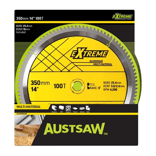 Austsaw - 350mm (14in) Aluminium Blade Triple Chip - 25.4/mm Bore - 100 Teeth