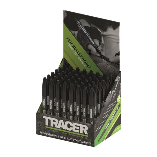 Tracer Permanent Construction Marker | 48 Piece Display | Black