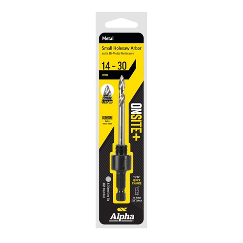14-30mm | Onsite Plus Small Arbor to suit Holesaws | Step Tip Pilot Drill