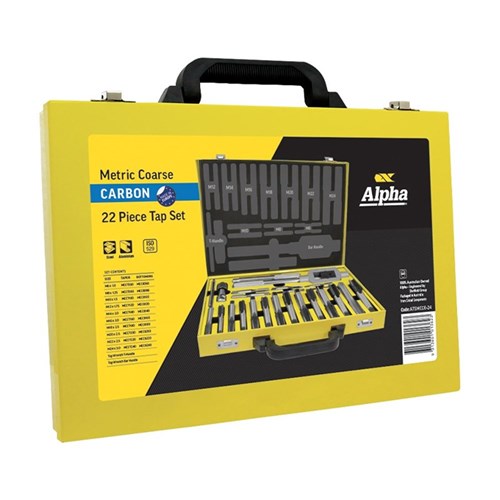 Alpha Tap Set Metric Coarse Carbon M6-M24 22 Piece Metal Box