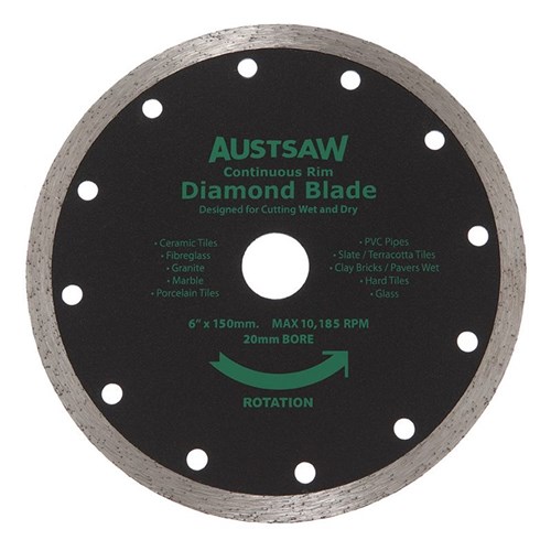 Austsaw - 150mm(6in) Diamond Blade Continuous Rim - 20mm Bore - Continuous