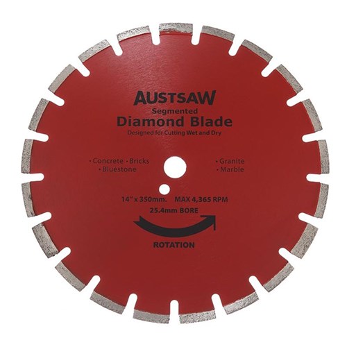 Austsaw - 350mm (14in) Diamond Blade Segmented Asphalt - 25.4/20mm Bore - Asphalt