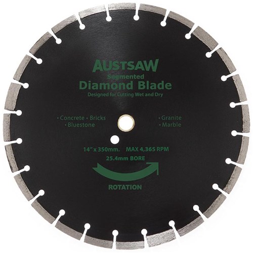 Austsaw - 350mm (14in) Diamond Blade Segmented General Purpose - 25.4/20mm Bore - Gen. Purpose
