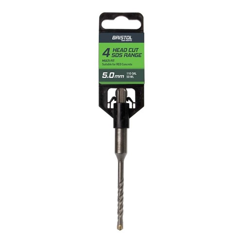 5.0 x 110mm Bristol SDS Plus 4 Cutter Masonry Drill