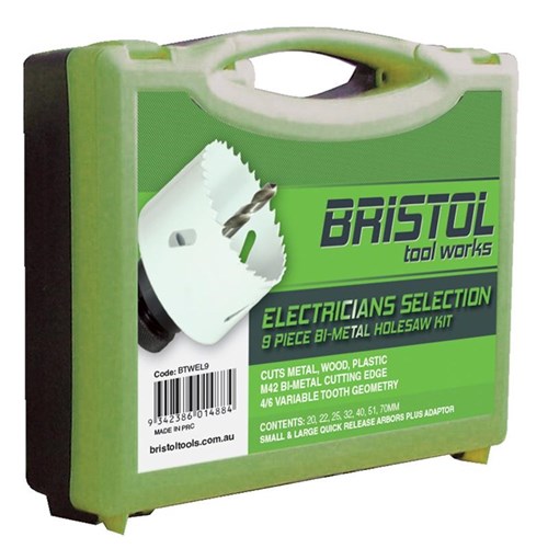 Bristol 9 Piece Electrical Holesaw Kit