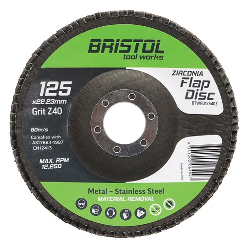 Bristol Flap Disc 125mm x 40 Grit Zirconia