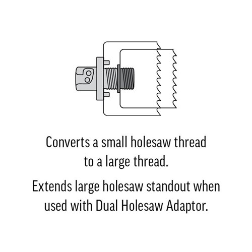 Adaptor to convert Small to Large Hole Saw Arbors and Prolock Stepped Adaptor - Card of 2.