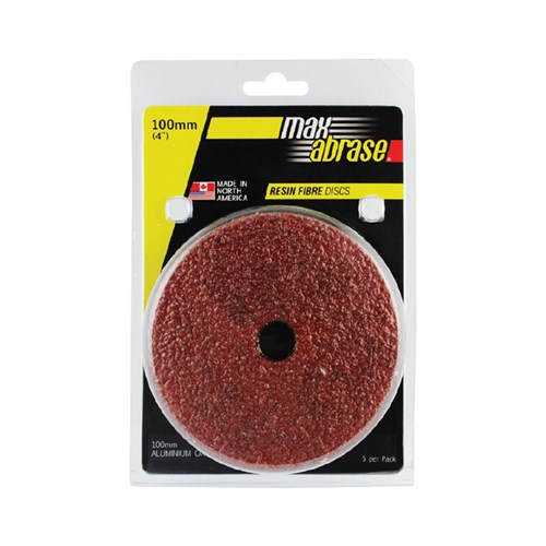 Resin Fibre Disc 100mm A60 Grit AlOx Carded (Pk 5)