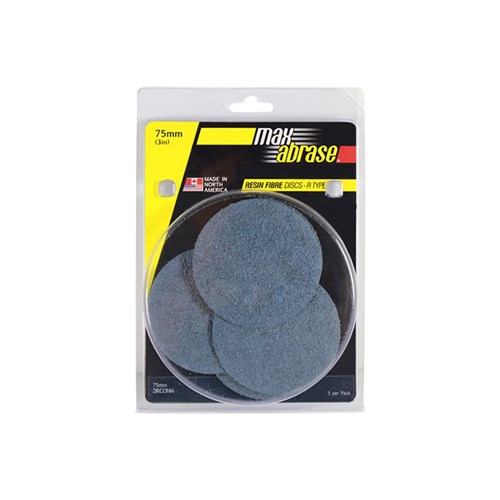 Carded 5 Pack 75mm x Z24 Resin Fibre Disc R Type Zirc. Grit