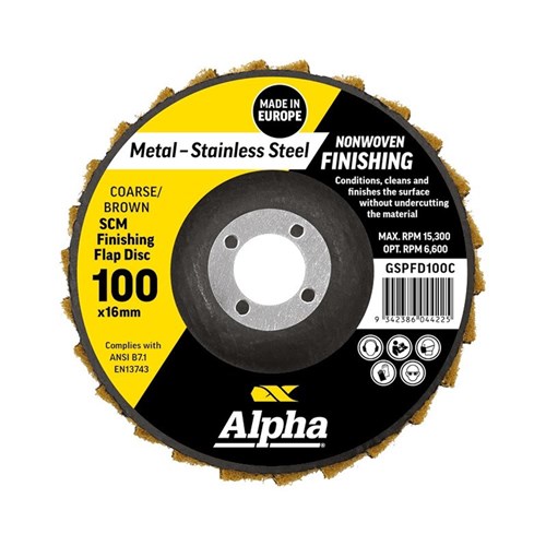 Flap Disc Surface Finishing 100mm Coarse / Brown SCM Carded (Pk 1)