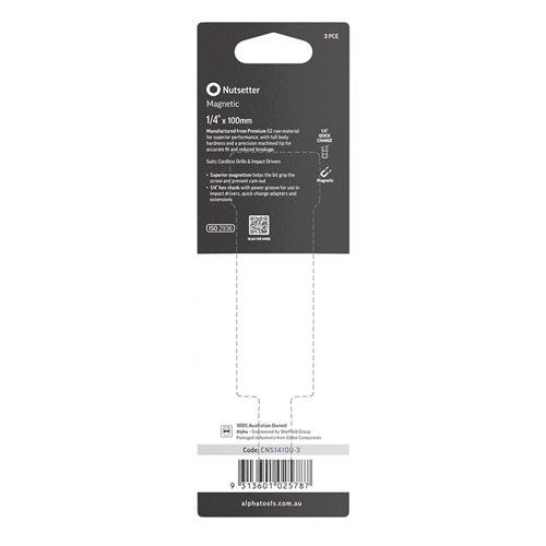 Nutsetter 1/4in x 100mm Magnetic Carded | 3 Pack