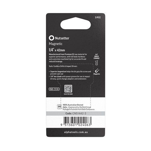 Nutsetter 1/4in x 42mm Magnetic Carded | 3 Pack