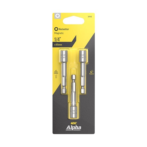 Nutsetter 1/4in x 65mm Magnetic Carded | 3 Pack