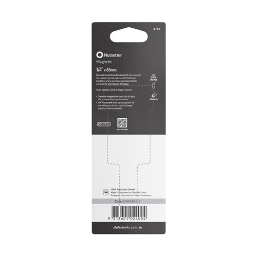 Nutsetter 1/4in x 65mm Magnetic Carded | 3 Pack