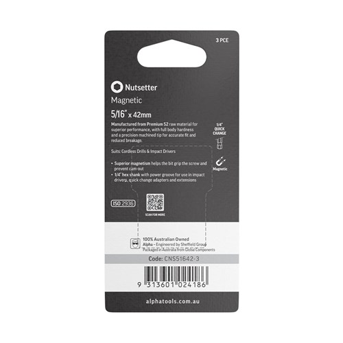 Nutsetter 5/16in x 42mm Magnetic Carded | 3 Pack
