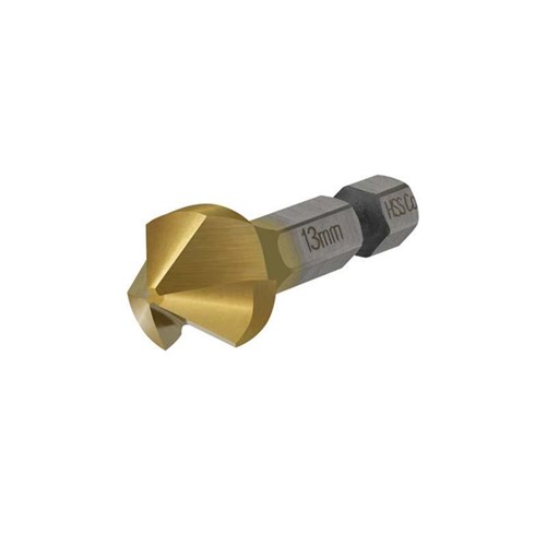 Countersink 3 Flute 13mm TiN 1/4in Hex Shank Carded