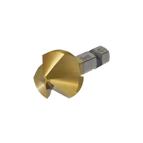 Countersink 3 Flute 16mm TiN 1/4in Hex Shank Carded
