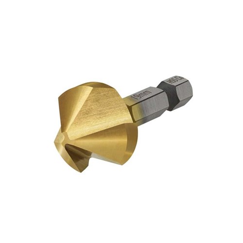Countersink 3 Flute 19mm TiN 1/4in Hex Shank Carded