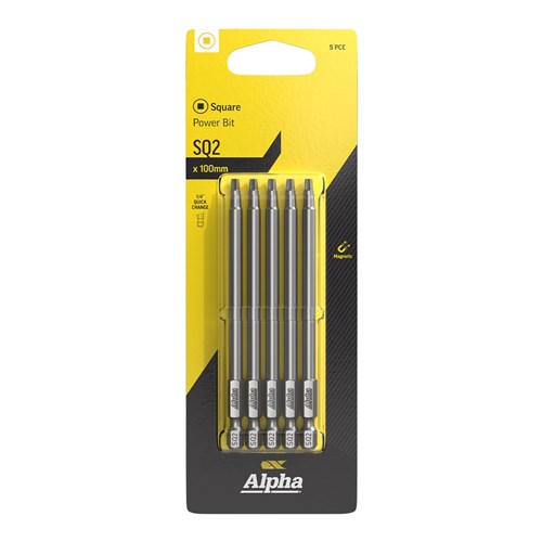 SQ2 x 100mm Power Bit Carded | 5 Pack