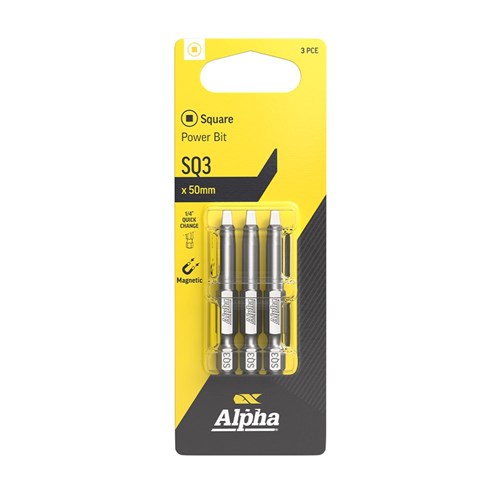 SQ3 x 50mm Power Bit Carded | 3 Pack
