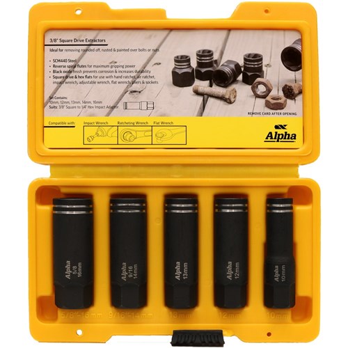 5pce | Alpha Damaged Nut & Bolt Extractor Set | 3/8in Deep Drive Met