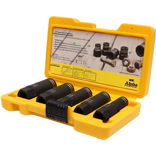 5pce | Alpha Damaged Nut & Bolt Extractor Set | 3/8in Deep Drive Met