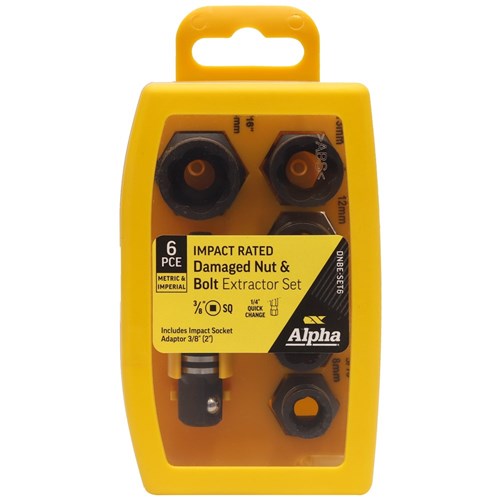 6pce | Alpha Damaged Nut & Bolt Extractor Set | 1/4in & 3/8in Drive Met/Imp