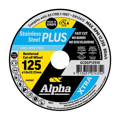 Alpha Stainless Steel Plus | 125 x 1.0mm Cutting Disc - 100 Pack